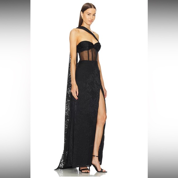 Michael Costello Revolve Cecilia Black Strapless Gown - Picture 2 of 8